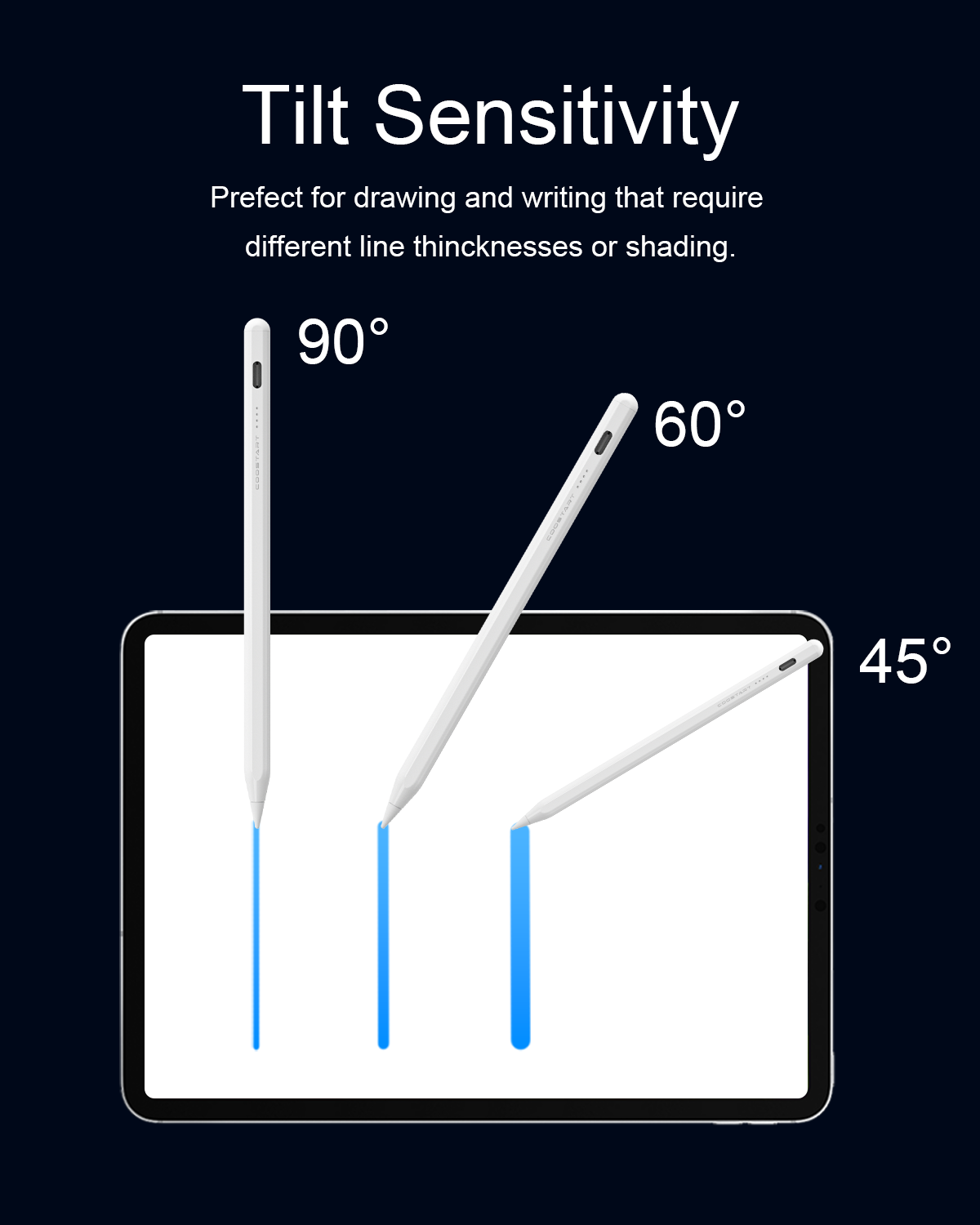 Stylus Pen for iPad 9th&10th Generation, Active Pencil for iPad 11/10/9/8/7/6th Gen, Pro 12.9"/11"/M4, Air 3/4/5/M2, Mini 5/6th, No Bluetooth with Palm Rejection, White