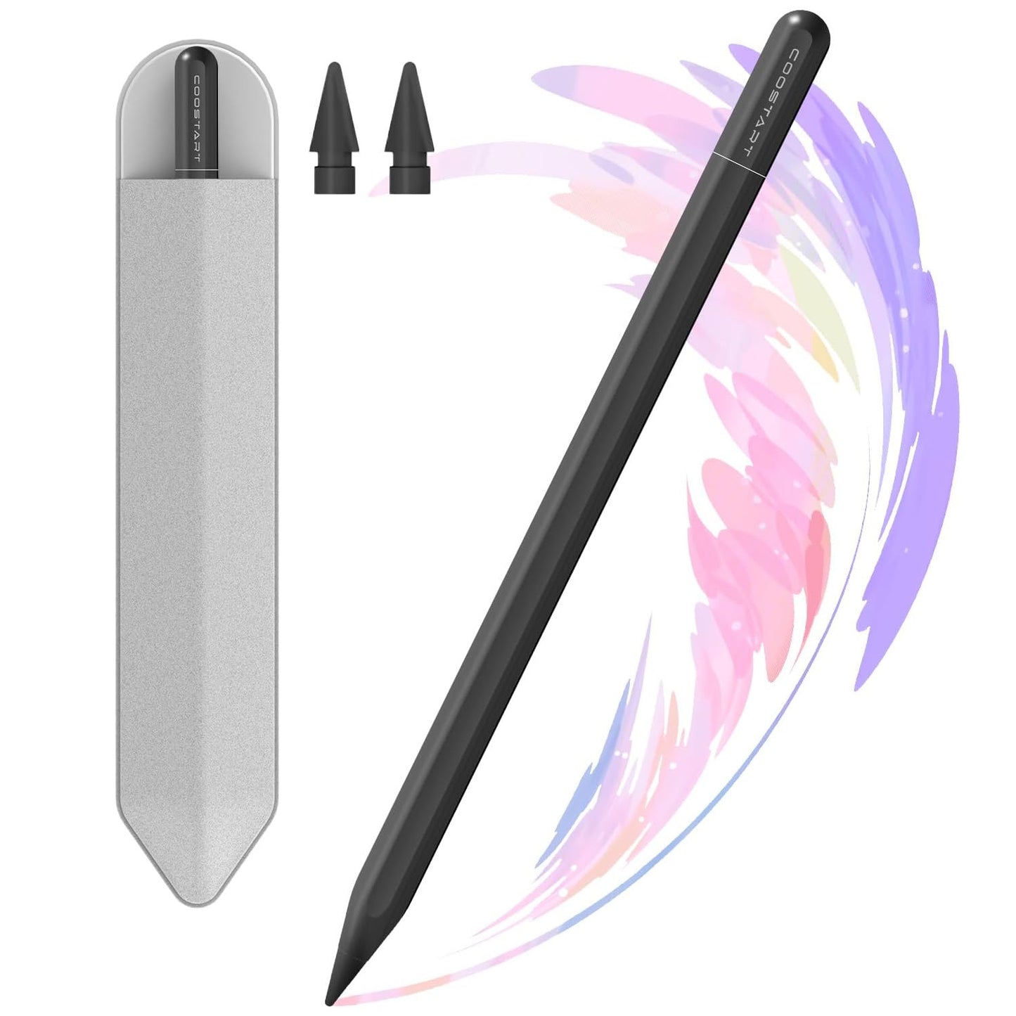 Stylus Pen for iPad 9th&10th Generation, 5 Mins Ultra Fast Charging Active Pencil Compatible with 2018-2023 Apple iPad Air 3/4/5, iPad 6/7/8/9/10, iPad Mini 5/6, iPad Pro 11"/12.9", Black