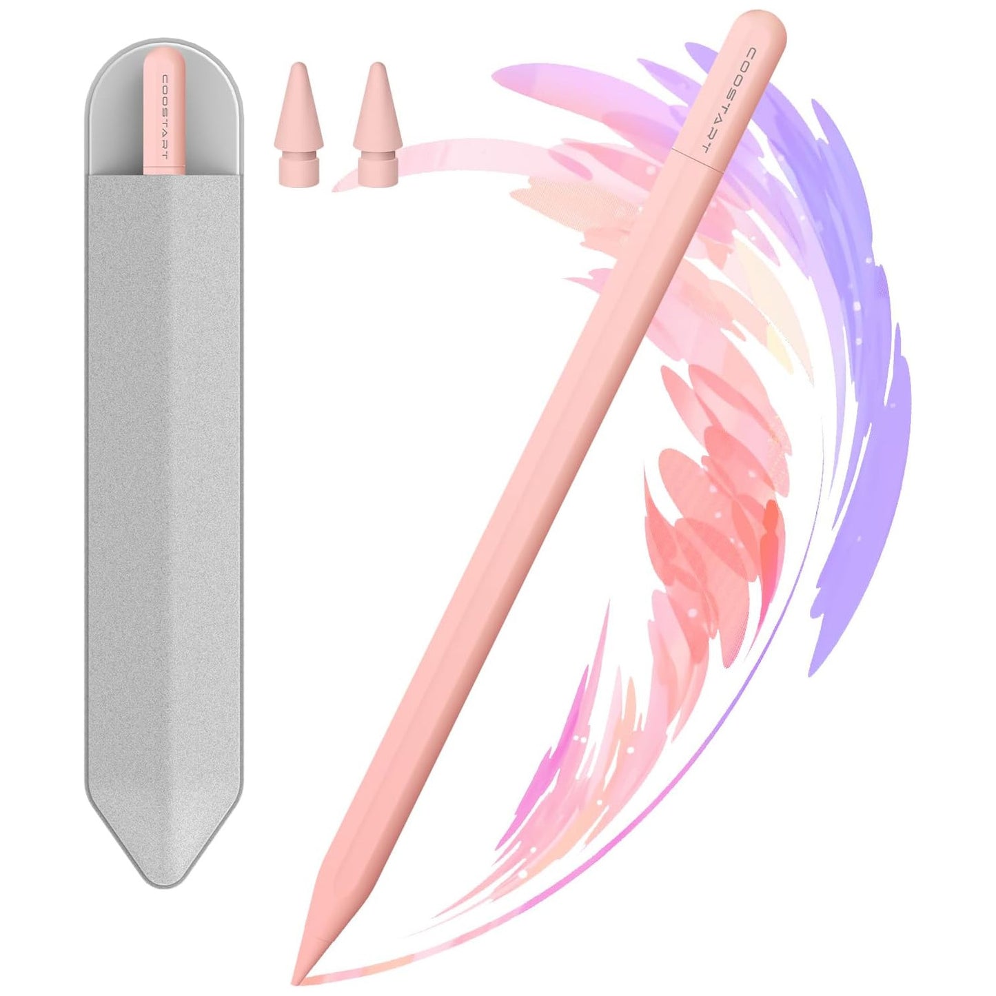 Stylus Pen for iPad 9th&10th Generation, 5 Mins Ultra Fast Charging Active Pencil Compatible with 2018-2023 Apple iPad Air 3/4/5, iPad 6/7/8/9/10, iPad Mini 5/6, iPad Pro 11"/12.9", Pink