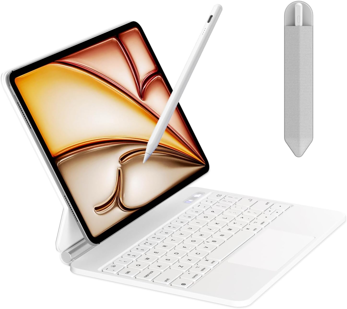Keyboard Case for iPad Pro 11-inch (M4, 2024) with Stylus Pen, Magnetic Case with Keyboard, Pencil Holder, Floating Cantilever Stand, Multi-Touch Trackpad, Brightness Backlight, White