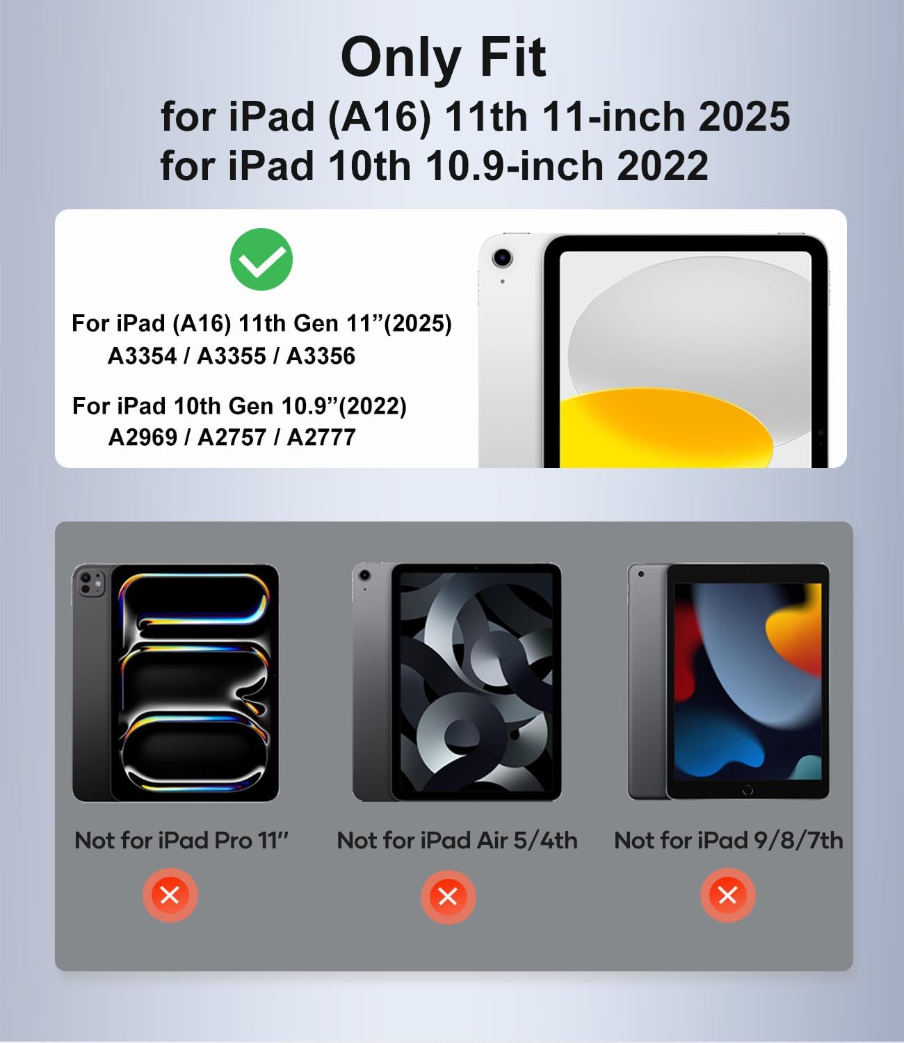 Rotating Case for iPad (A16) 11th Generation 11 Inch 2025, iPad 10th Generation 10.9 Inch 2022 with Pencil Holder, 360 Degree Rotating Stand for Portrait/Landscape Modes, Case with Stand, Black