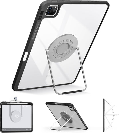 Rotating Case for iPad Pro 11 inch 2024 5th Generation (M4) with Pencil Holder, 360 Degree Rotating Stand for Portrait/Landscape/Hanging Modes, Ultra-Light Protective Case with Stable Stand, Black