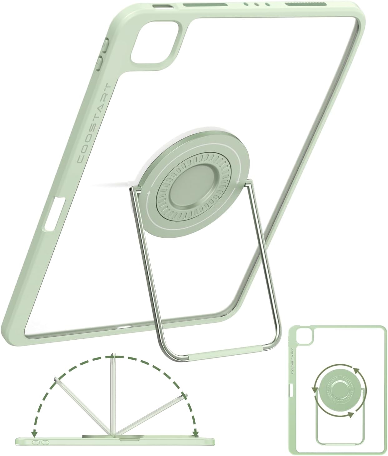 Rotating Case for iPad (A16) 11th Generation 11 Inch 2025, iPad 10th Generation 10.9 Inch 2022 with Pencil Holder, 360 Degree Rotating Stand for Portrait/Landscape Modes, Case with Stand, Green