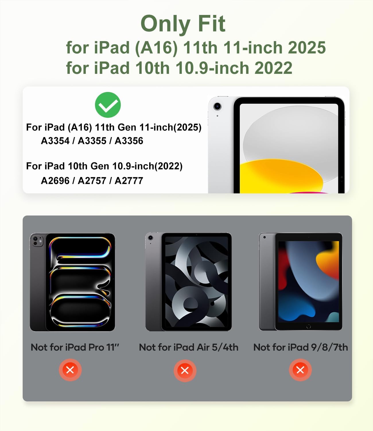 Rotating Case for iPad (A16) 11th Generation 11 Inch 2025, iPad 10th Generation 10.9 Inch 2022 with Pencil Holder, 360 Degree Rotating Stand for Portrait/Landscape Modes, Case with Stand, Green
