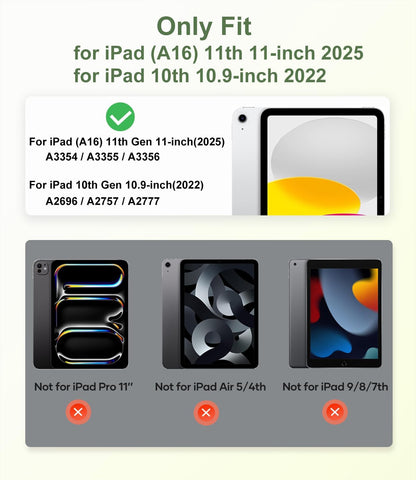 Rotating Case for iPad (A16) 11th Generation 11 Inch 2025, iPad 10th Generation 10.9 Inch 2022 with Pencil Holder, 360 Degree Rotating Stand for Portrait/Landscape Modes, Case with Stand, Green