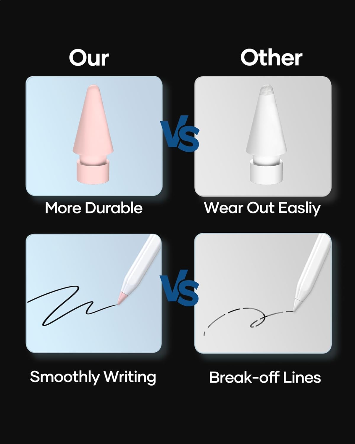 Replacement Tips for Apple Pencil 2nd Gen/1st Gen/USB-C/Apple Pencil Pro Generation, Exact Match to Apple Pen Nibs, Pink, 6 Pack