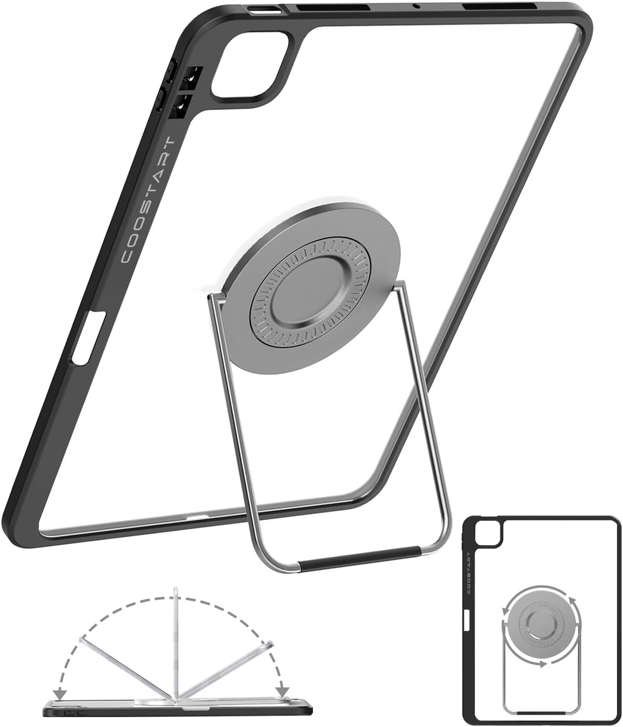Rotating Case for iPad (A16) 11th Generation 11 Inch 2025, iPad 10th Generation 10.9 Inch 2022 with Pencil Holder, 360 Degree Rotating Stand for Portrait/Landscape Modes, Case with Stand, Black
