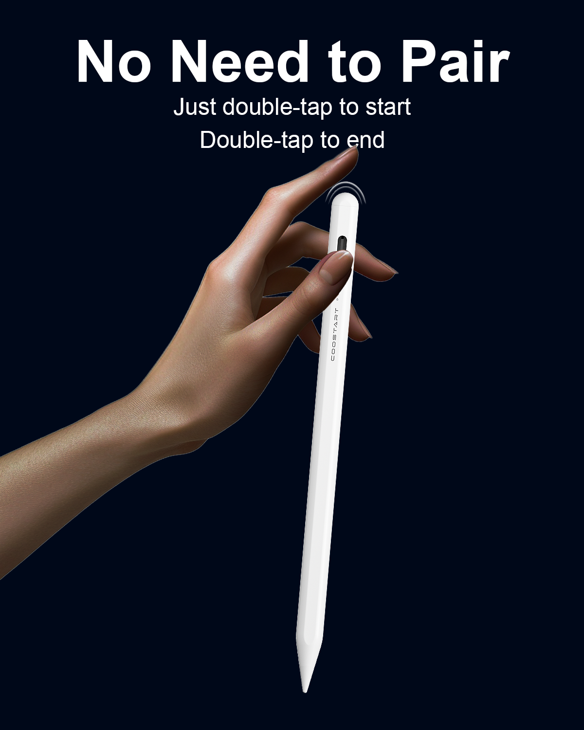 Stylus Pen for iPad 9th&10th Generation, Active Pencil for iPad 11/10/9/8/7/6th Gen, Pro 12.9"/11"/M4, Air 3/4/5/M2, Mini 5/6th, No Bluetooth with Palm Rejection, White