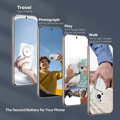 Wireless Portable Charger for Samsung, 5000mAh Ultra Slim Power Bank with Innovative Electric Suction Cup, Compatible with iPhone and Android Cell Phone, Support 22.5W USB-C PD Fast Charging, White