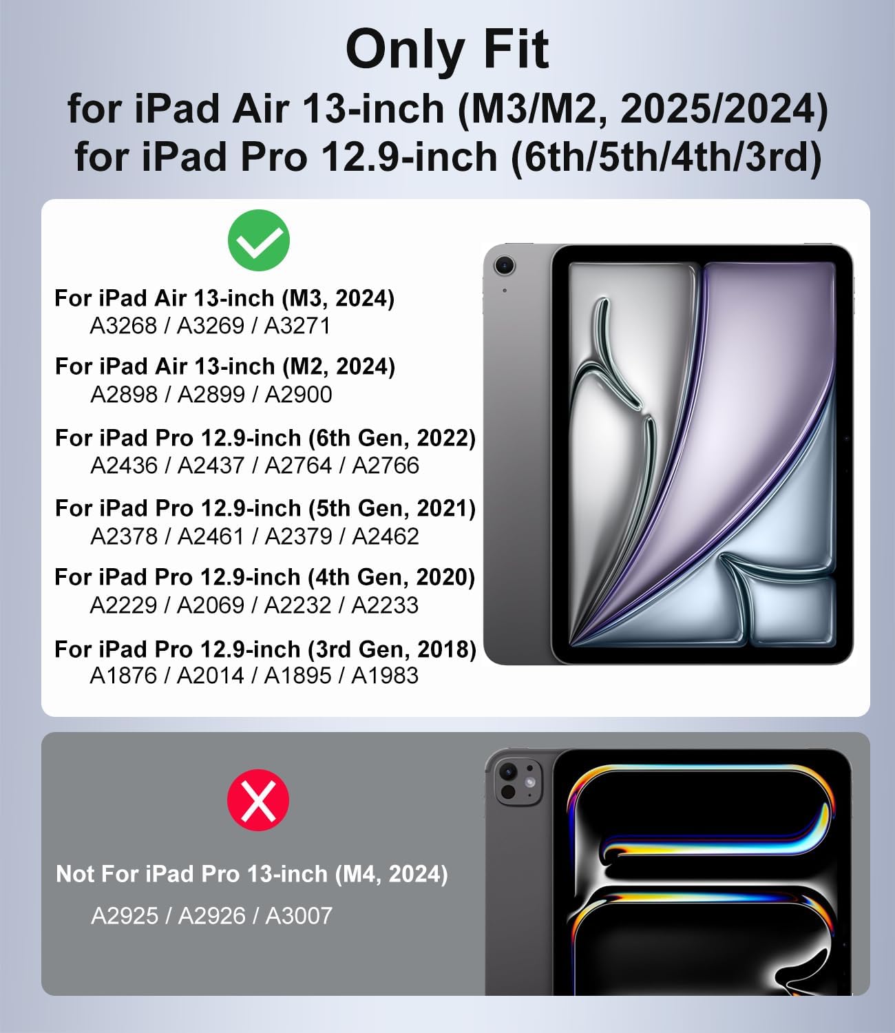 Rotating Case for iPad Air 13 Inch (M3/M2, 2025/2024), iPad Pro 12.9 Inch (6th/5th/4th/3rd Gen) with Pencil Holder, 360 Degree Rotating Stand for Portrait/Landscape Modes, Case with Stand, Black
