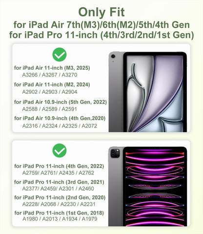 Rotating Case for iPad Air 11 Inch (M3/M2, 2025/2024), iPad Pro 11 Inch (4th/3rd/2nd/1st) & Air 5/4 with Pencil Holder, 360 Degree Rotating Stand for Portrait/Landscape Modes, Case with Stand, Green