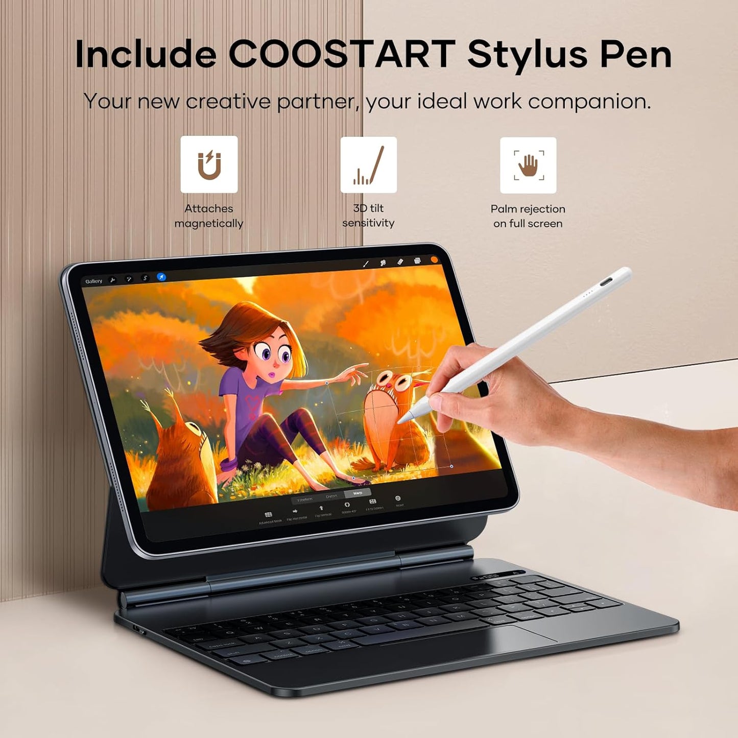 Keyboard Case for iPad Pro 11-inch (M4, 2024) with Stylus Pen, Magnetic Case with Keyboard, Pencil Holder, Floating Cantilever Stand, Multi-Touch Trackpad, Brightness Backlight, Black