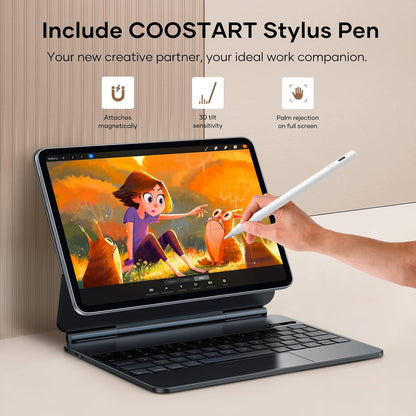 Keyboard Case for iPad Pro 11-inch (M4, 2024) with Stylus Pen, Magnetic Case with Keyboard, Pencil Holder, Floating Cantilever Stand, Multi-Touch Trackpad, Brightness Backlight, Black