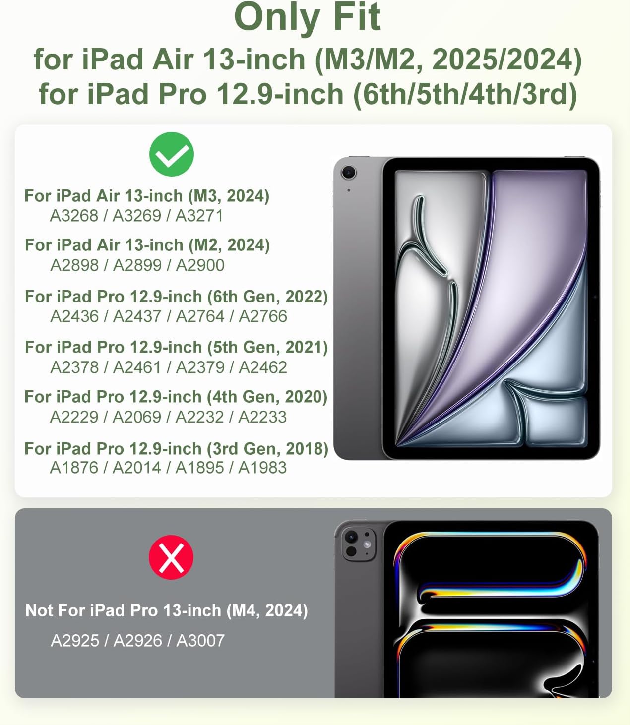 Rotating Case for iPad Air 13 Inch (M3/M2, 2025/2024), iPad Pro 12.9 Inch (6th/5th/4th/3rd Gen) with Pencil Holder, 360 Degree Rotating Stand for Portrait/Landscape Modes, Case with Stand, Green