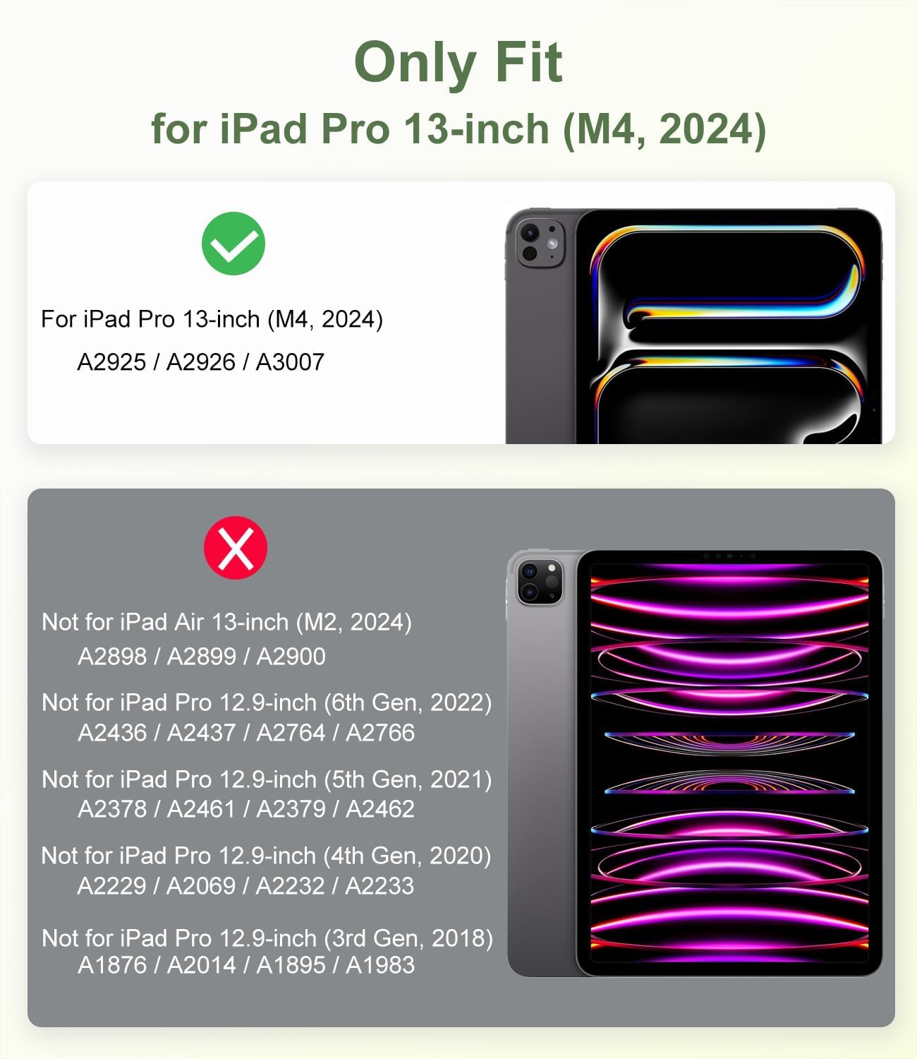 Rotating Case for iPad Pro 13 inch M4 (2024) with Pencil Holder, 360 Degree Rotating Stand for Portrait/Landscape Modes, Adjustable Viewing Angles, Ultra-Light Protective Case with Stable Stand, Green