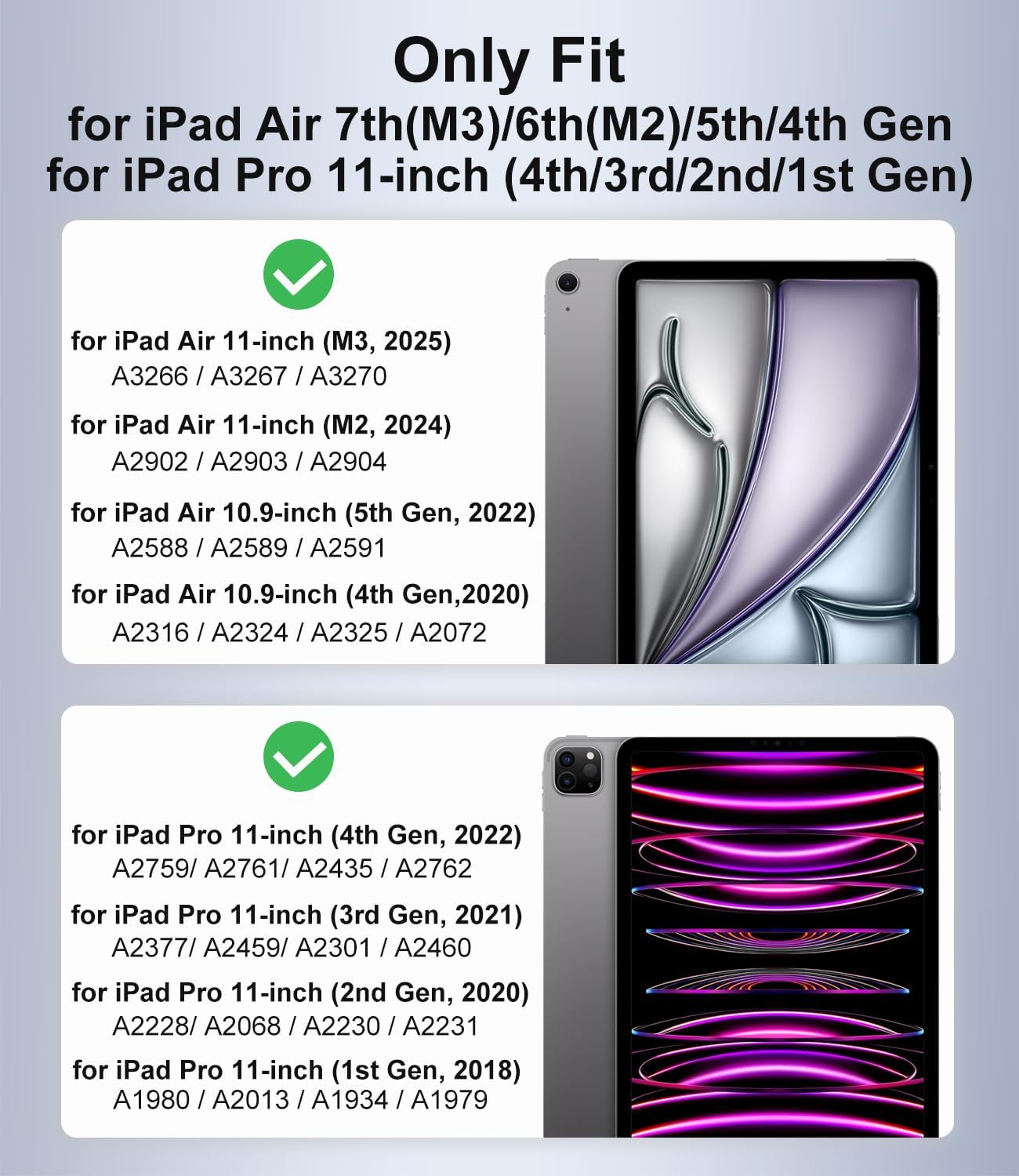 Rotating Case for iPad Air 11 Inch (M3/M2, 2025/2024), iPad Pro 11 Inch (4th/3rd/2nd/1st) & Air 5/4 with Pencil Holder, 360 Degree Rotating Stand for Portrait/Landscape Modes, Case with Stand, Black