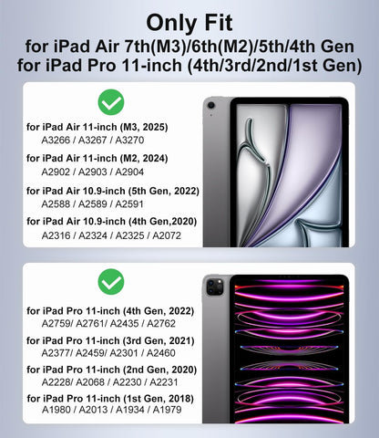 Rotating Case for iPad Air 11 Inch (M3/M2, 2025/2024), iPad Pro 11 Inch (4th/3rd/2nd/1st) & Air 5/4 with Pencil Holder, 360 Degree Rotating Stand for Portrait/Landscape Modes, Case with Stand, Black