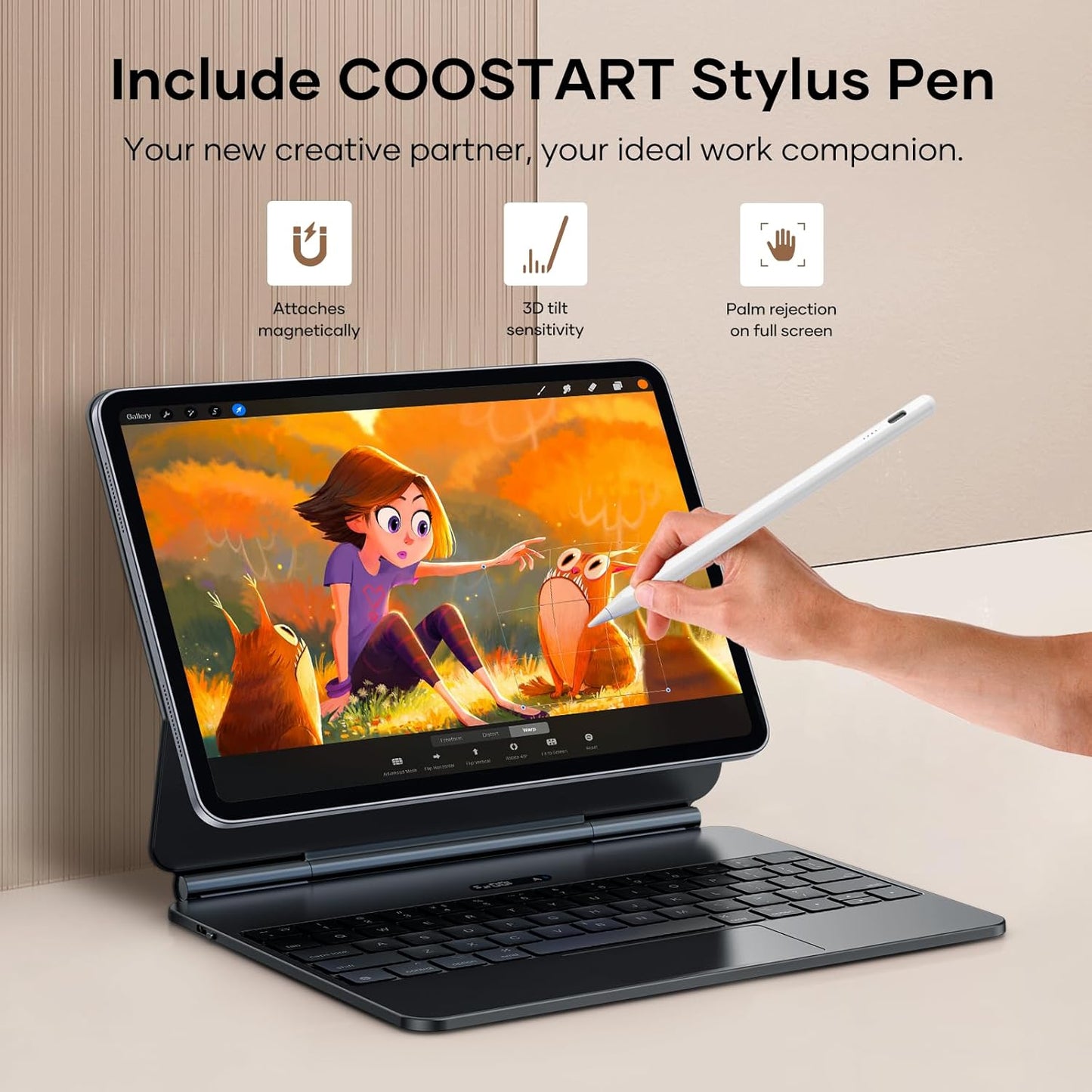 Case with Keyboard for iPad Air 11 (M3/M2, 2025/2024), iPad Pro 11 (4th/3rd/2nd/1st Gen) & iPad Air 5/4, Magic-Style Magnetic Keyboard Case with Stylus Pen, Pencil Holder, Trackpad, Backlight, Black