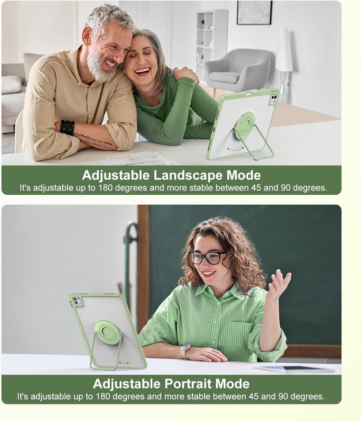 Rotating Case for iPad Air 13 Inch (M3/M2, 2025/2024), iPad Pro 12.9 Inch (6th/5th/4th/3rd Gen) with Pencil Holder, 360 Degree Rotating Stand for Portrait/Landscape Modes, Case with Stand, Green