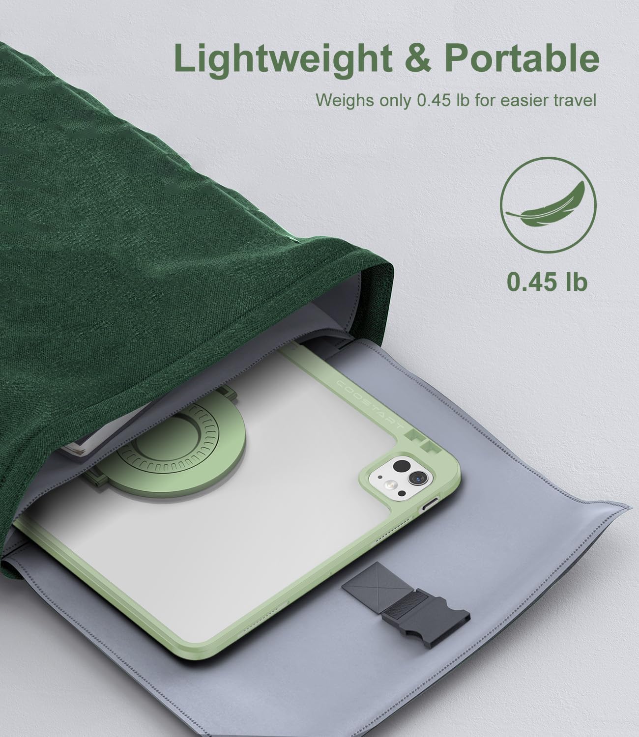 Rotating Case for iPad Pro 11 inch 2024 5th Generation (M4) with Pencil Holder, 360 Degree Rotating Stand for Portrait/Landscape/Hanging Modes, Ultra-Light Protective Case with Stable Stand, Green