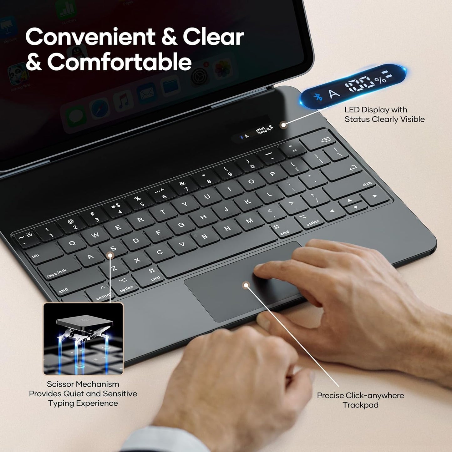 Keyboard Case for iPad Pro 11-inch (M4, 2024) with Stylus Pen, Magnetic Case with Keyboard, Pencil Holder, Floating Cantilever Stand, Multi-Touch Trackpad, Brightness Backlight, Black