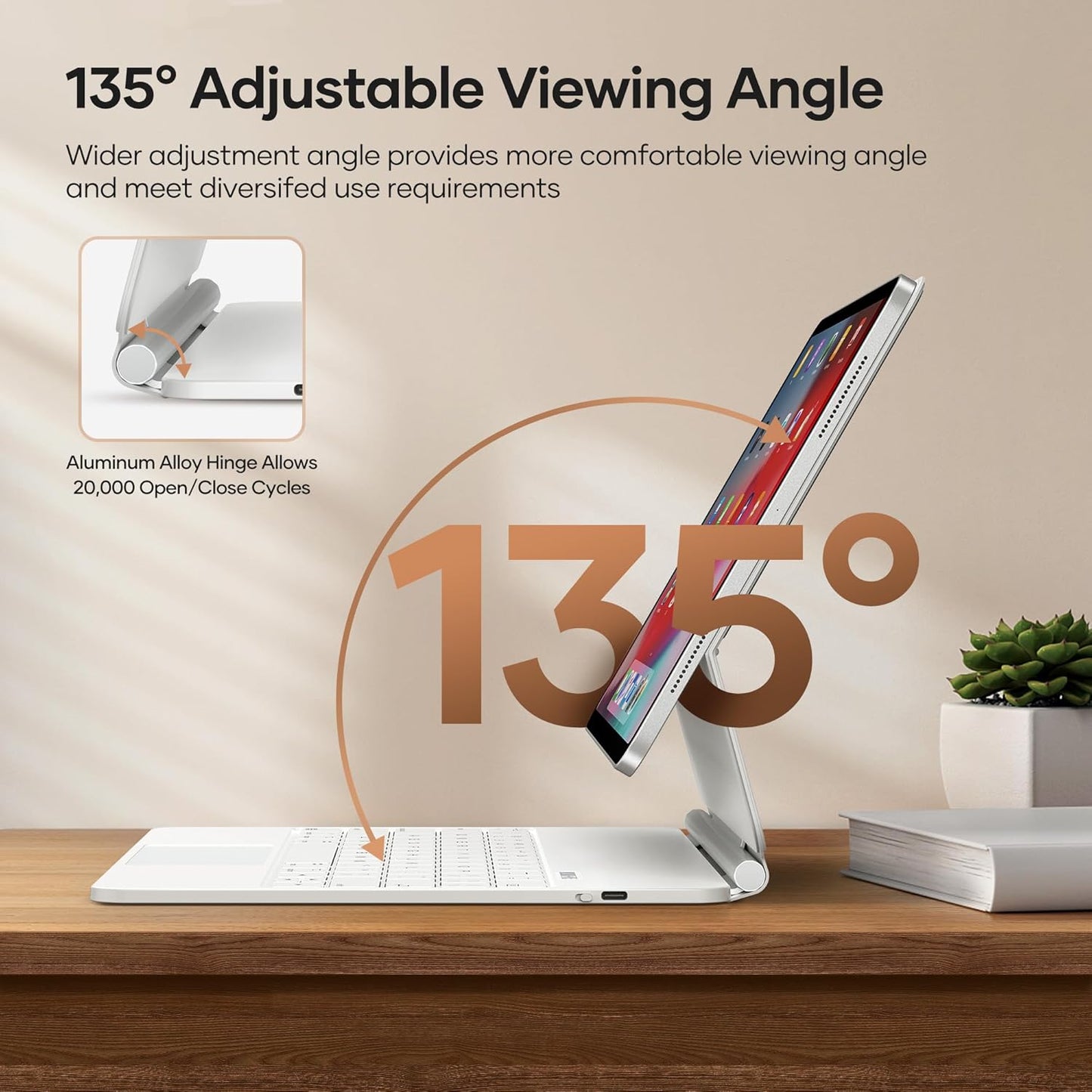 Case with Keyboard for iPad Air 11 (M3/M2, 2025/2024), iPad Pro 11 (4th/3rd/2nd/1st Gen) & iPad Air 5/4, Magic-Style Magnetic Keyboard Case with Stylus Pen, Pencil Holder, Trackpad, Backlight, White