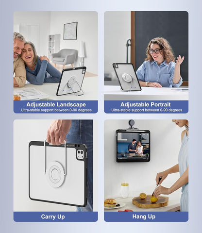 Rotating Case for iPad Air 11 Inch (M3/M2, 2025/2024), iPad Pro 11 Inch (4th/3rd/2nd/1st) & Air 5/4 with Pencil Holder, 360 Degree Rotating Stand for Portrait/Landscape Modes, Case with Stand, Black