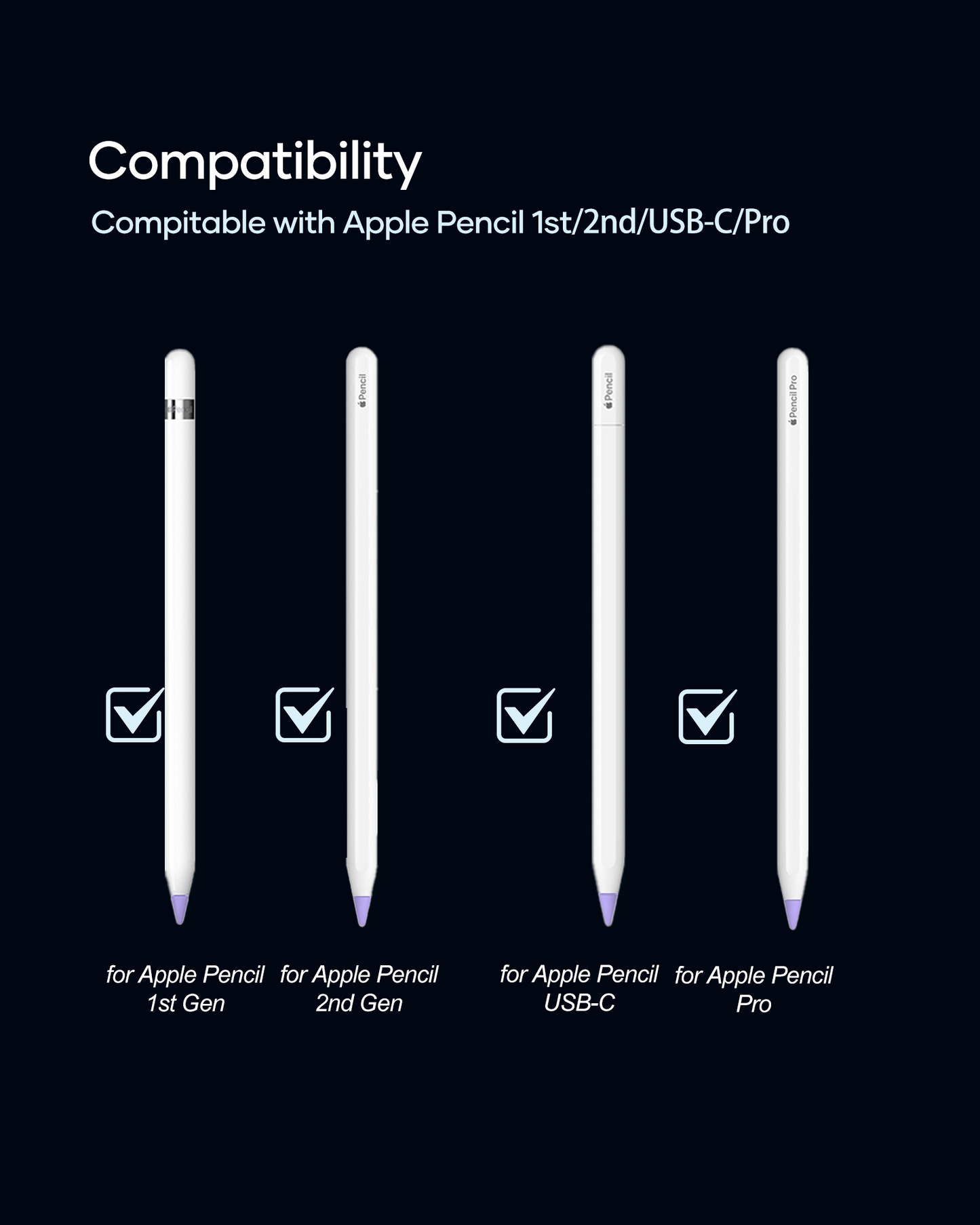 Replacement Tips for Apple Pencil 2nd Gen/1st Gen/USB-C/Apple Pencil Pro Generation, Exact Match to Apple Pen Nibs, Purple, 6 Pack