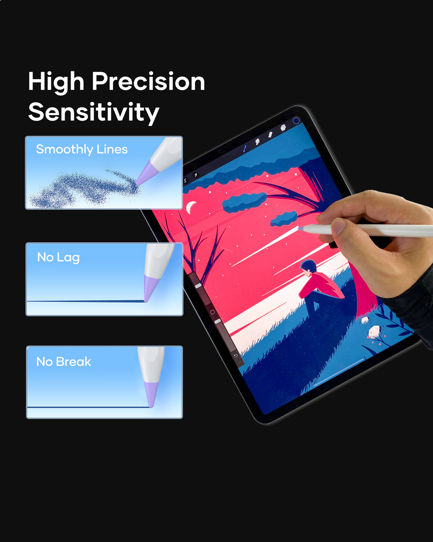 Replacement Tips for Apple Pencil 2nd Gen/1st Gen/USB-C/Apple Pencil Pro Generation, Exact Match to Apple Pen Nibs, Purple, 6 Pack